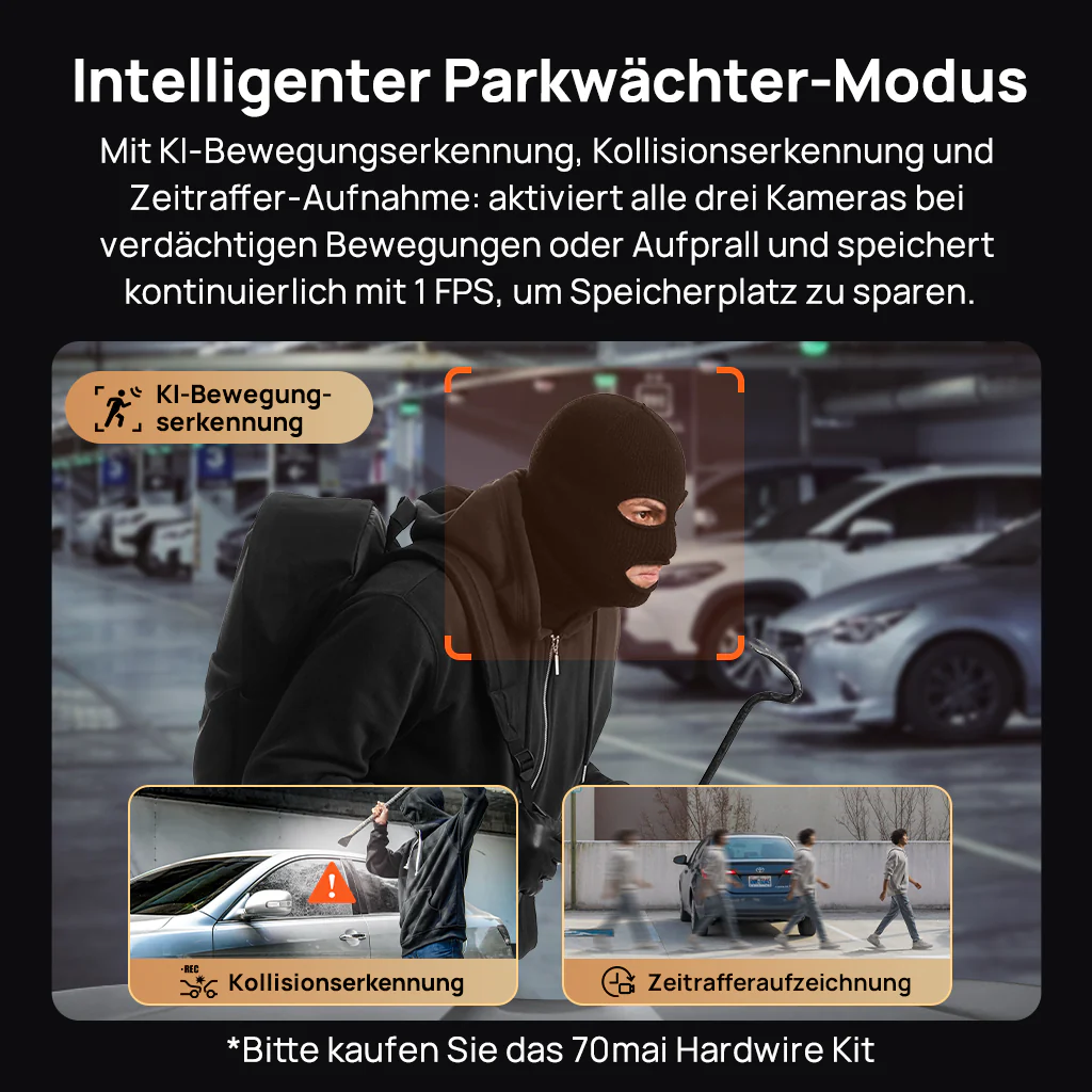 70mai Dash Cam 4K T800 3-Channel w/ Dual 4K, STARVIS 2 IMX678, HDR Night Vision, AI Detection, Emergency Record, 4G LTE & Supercapacitor - Image 8