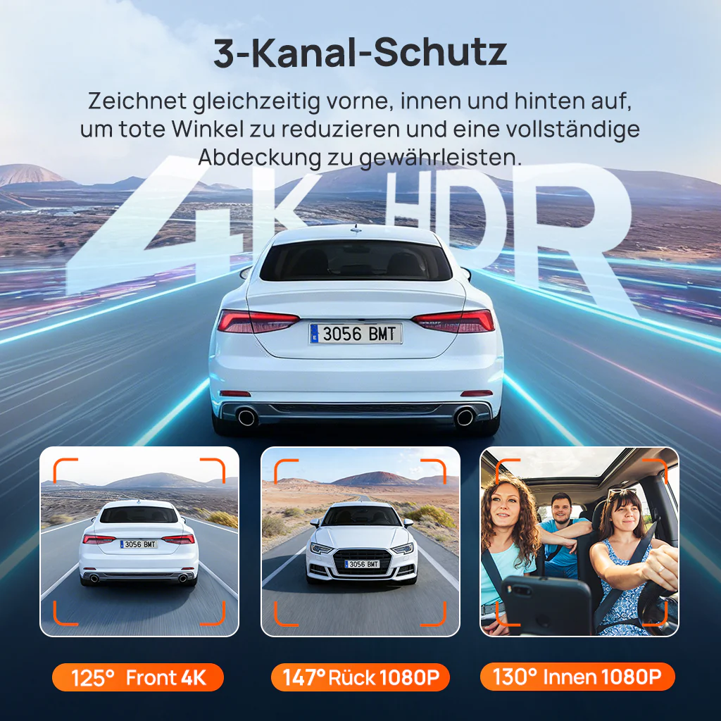 70mai Dash Cam 4K T800E, 3-Channel Front Interior Rear Car Camera, 4K HDR, Night Owl Vision, 24H Parking Surveillance & GPS - Image 12