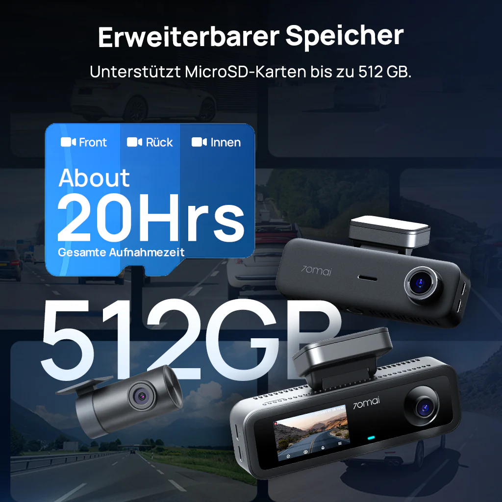 70mai Dash Cam 4K T800E, 3-Channel Front Interior Rear Car Camera, 4K HDR, Night Owl Vision, 24H Parking Surveillance & GPS - Image 9