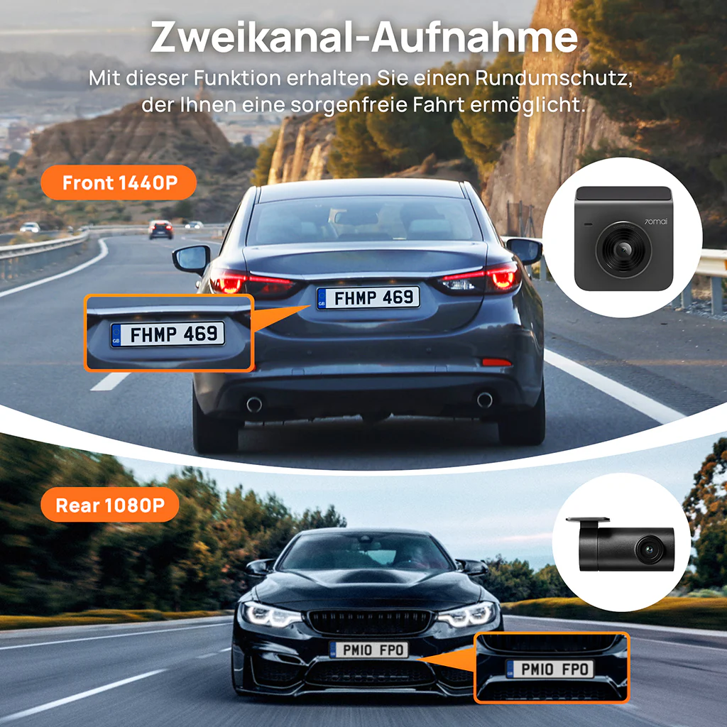 70mai Dash Cam A400 1440P QHD with 2-Inch Screen & Dual-Channel Supported - Image 4