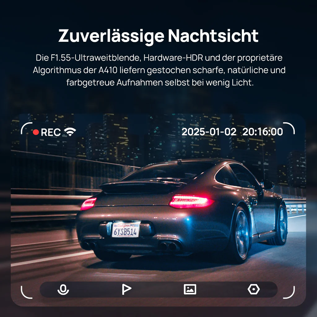 70mai Dash Cam A410 2.5K HDR Dual w/ GPS, Emergency Record, G-Sensor, App Control & Compact Design - Image 8