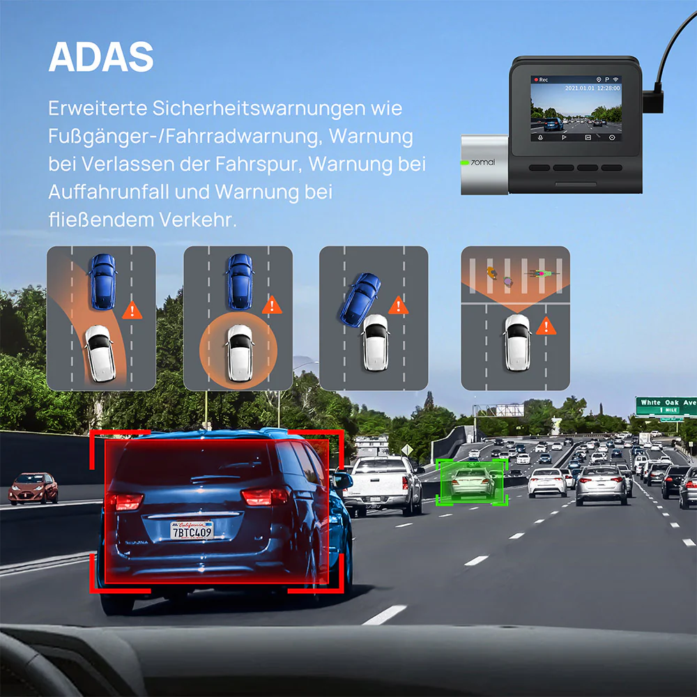 70mai Dash Cam A500S 2.7K HD with 2-Inch Screen & Dual-Channel Supported - Image 10