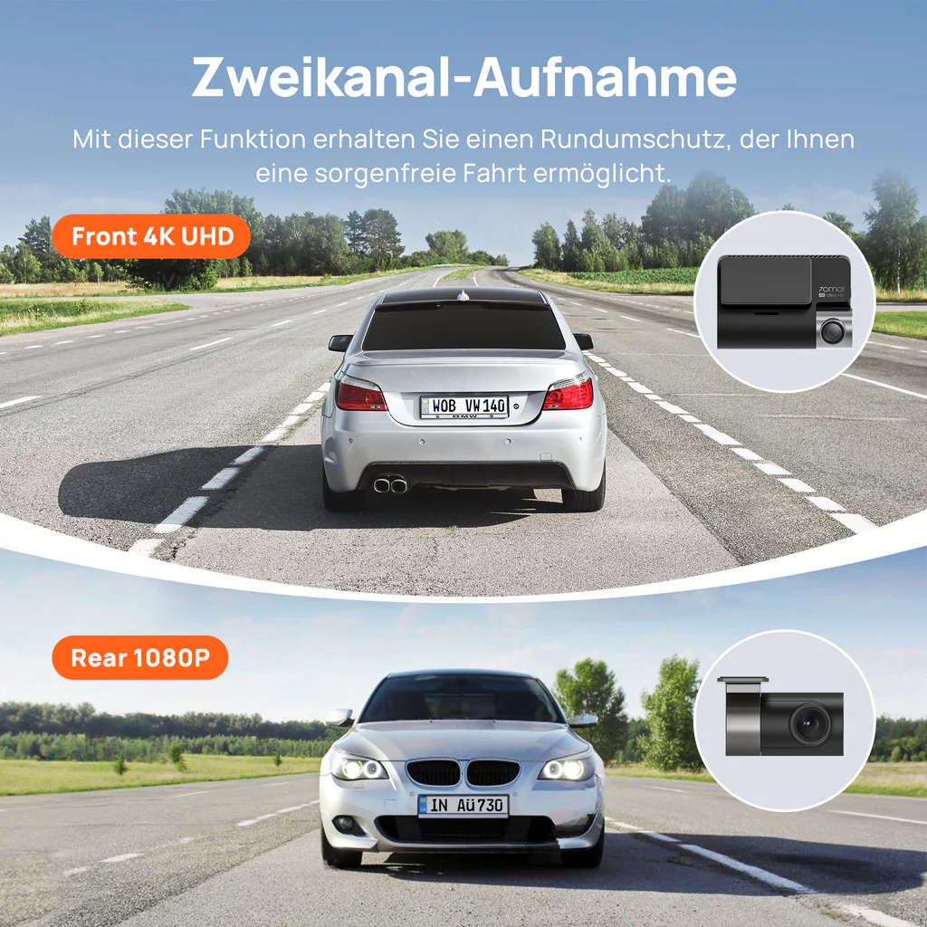 70mai Dash Cam A800S 4K UHD with 3-Inch IPS Screen & Dual-Channel Supported - Image 3