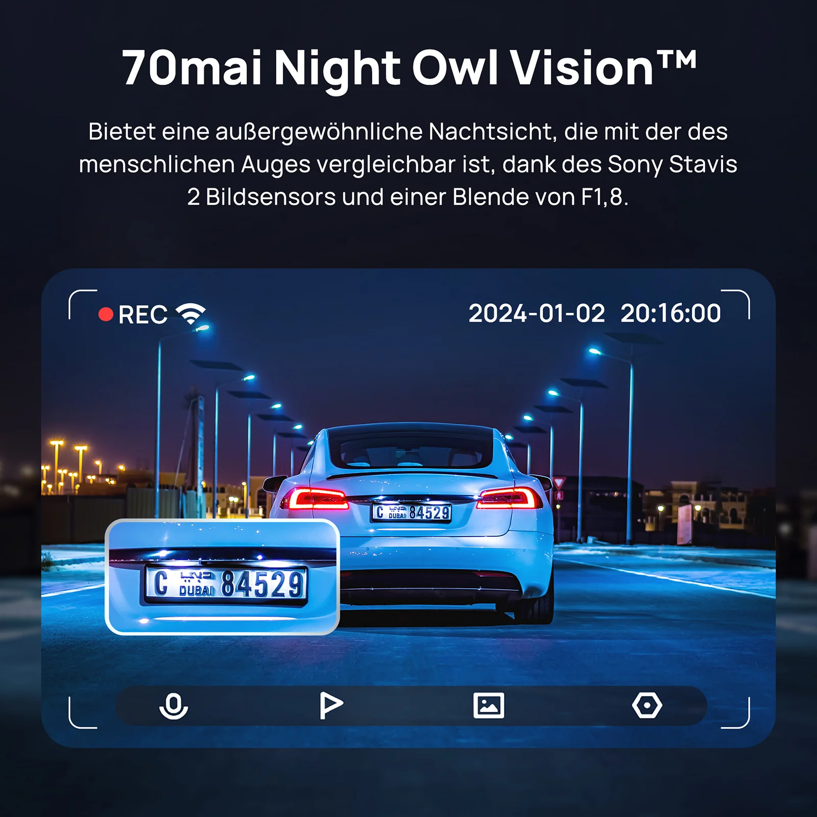 70mai Dash Cam 4K A810 with Sony STARVIS 2 IMX678, 4G LTE & Dual HDR Supported - Image 3