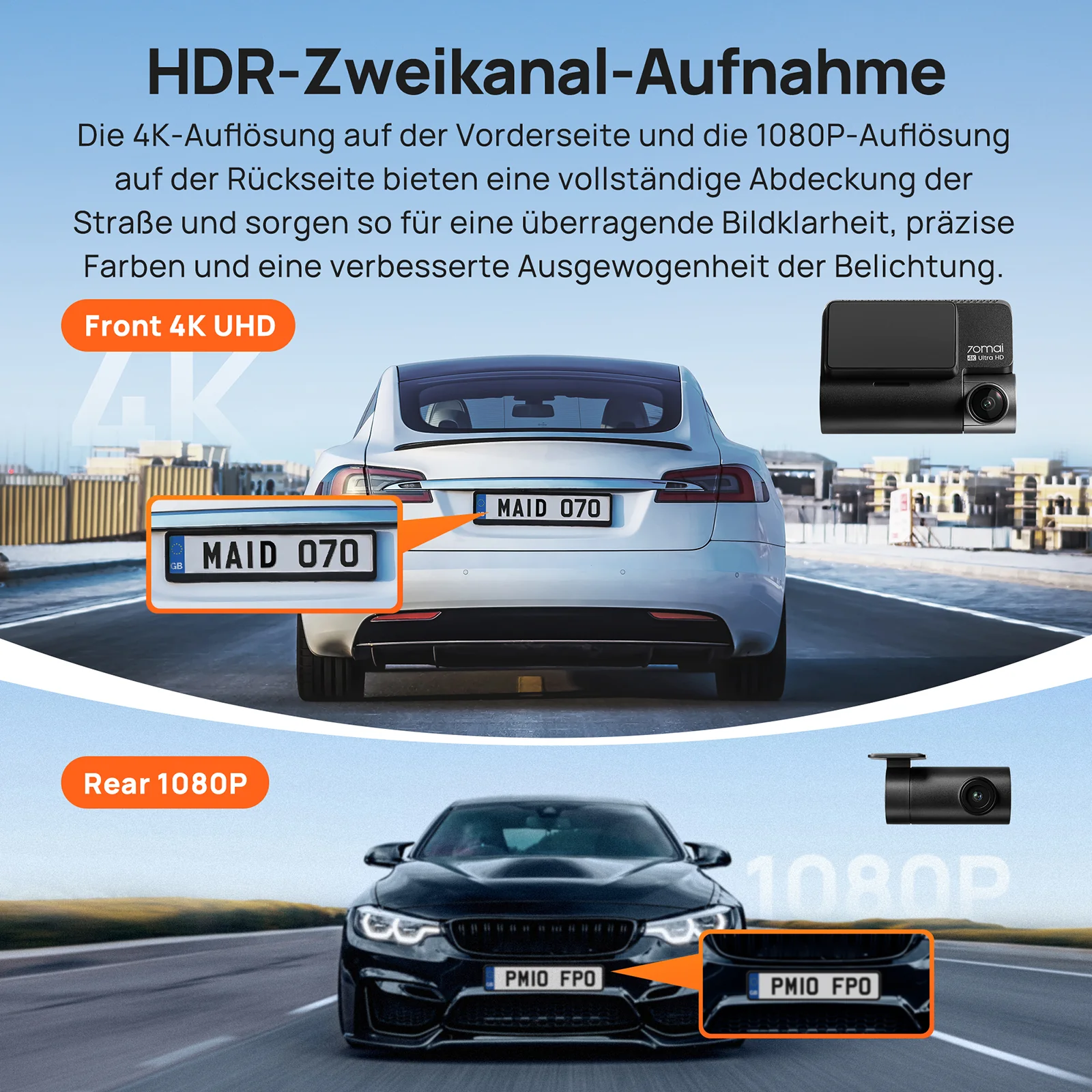 70mai Dash Cam 4K A810 with Sony STARVIS 2 IMX678, 4G LTE & Dual HDR Supported - Image 5