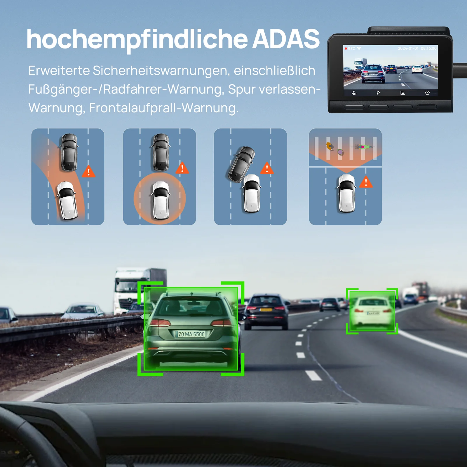 70mai Dash Cam 4K A810 with Sony STARVIS 2 IMX678, 4G LTE & Dual HDR Supported - Image 8