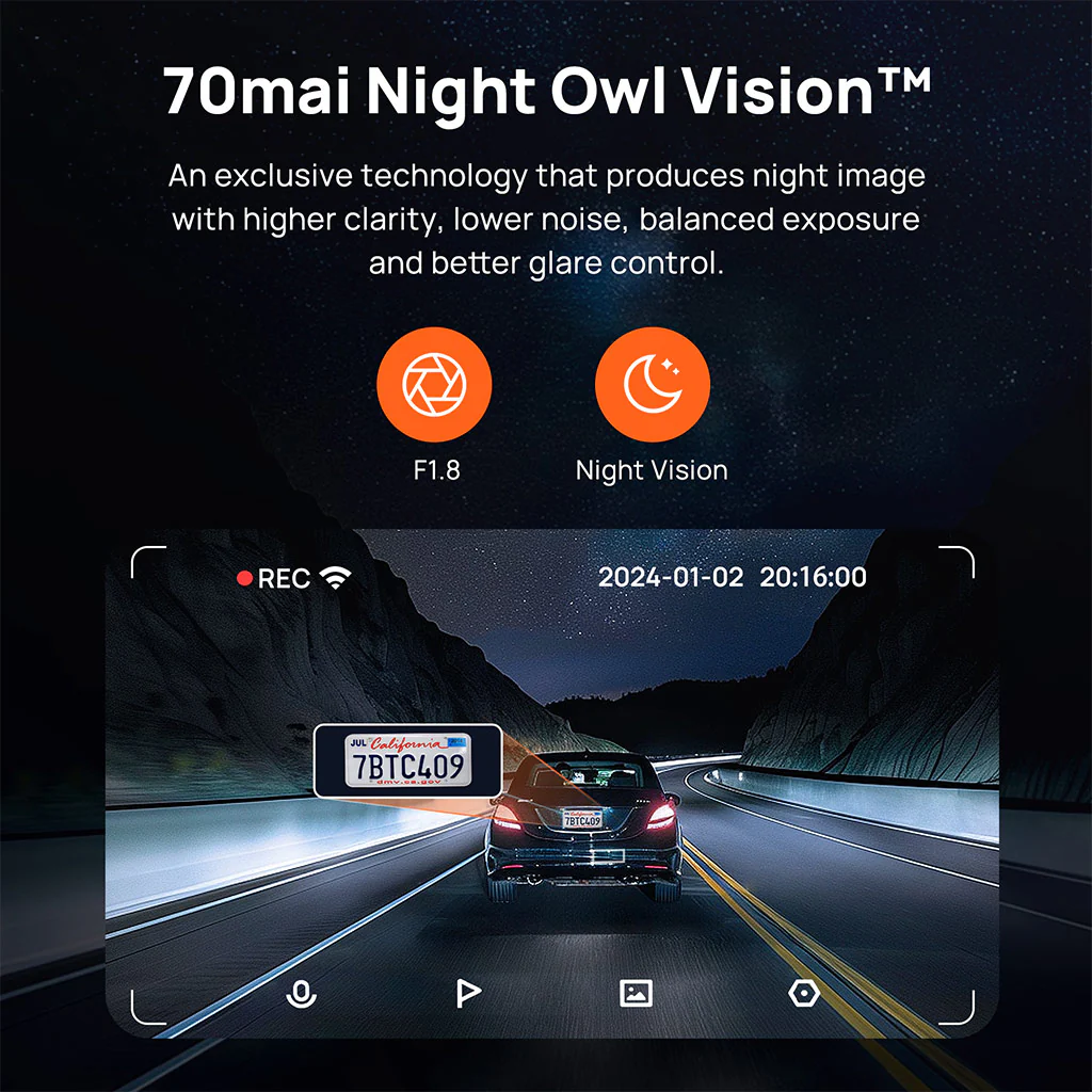 70mai Dash Cam M300 2K HD with Built-in LED Indicator - Image 3