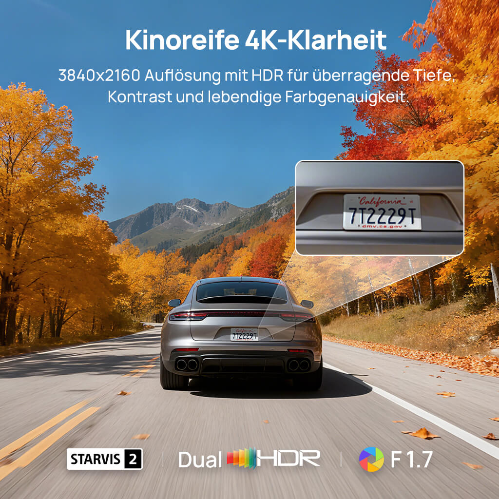 70mai Dash Cam 4K M800 with Built-In eMMC, Dual Sony STARVIS 2, HDR Recording, 4G LTE & Compact Design - Image 3